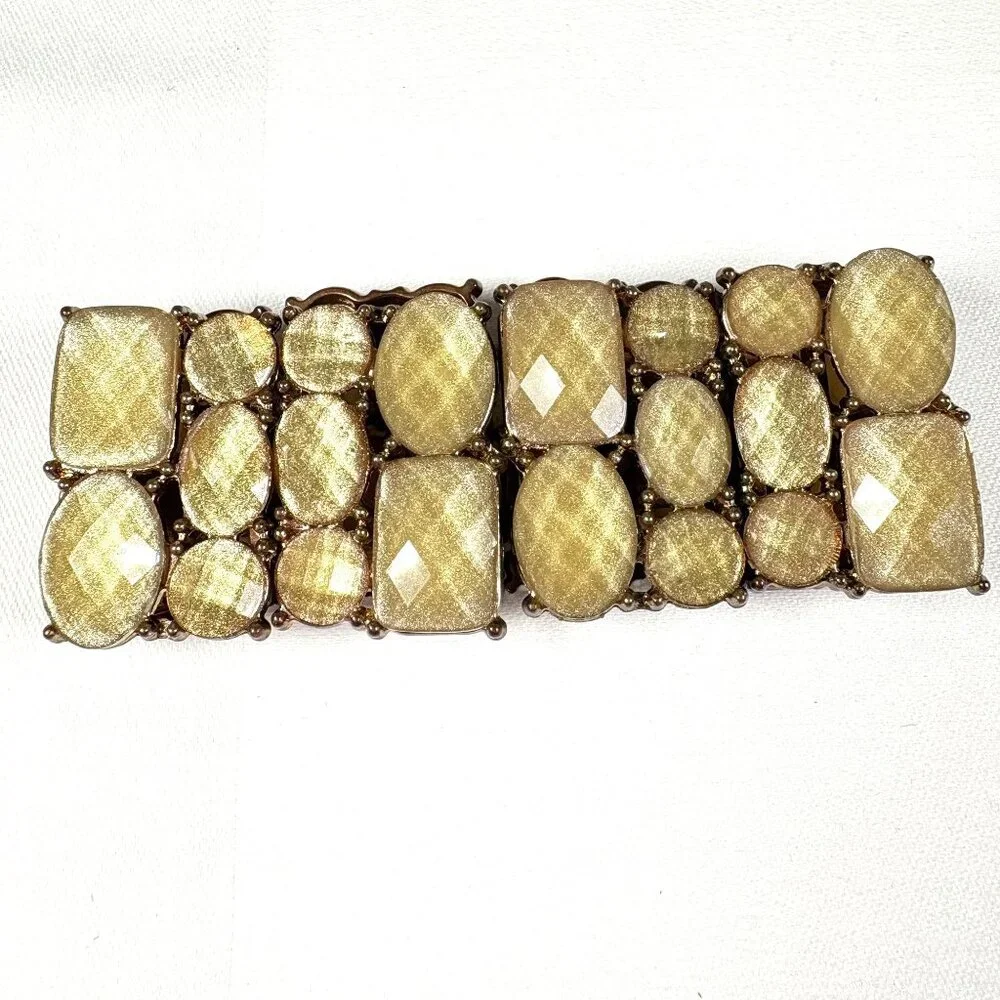 Vintage Yellow Faceted Stretch‎ Bracelet Fashion Costume Jewelry